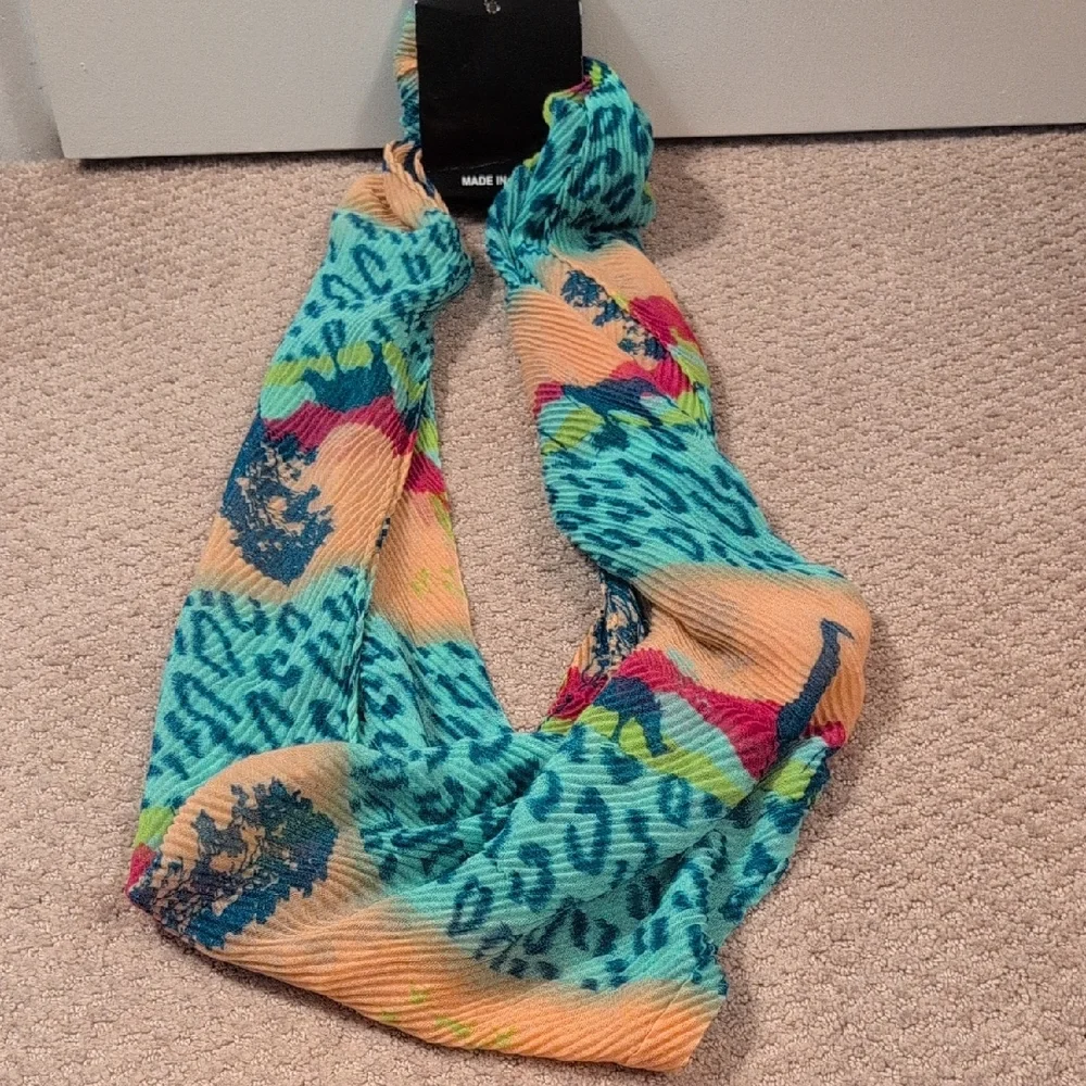 Multicolor Loop Scarf with Animal Print NWT